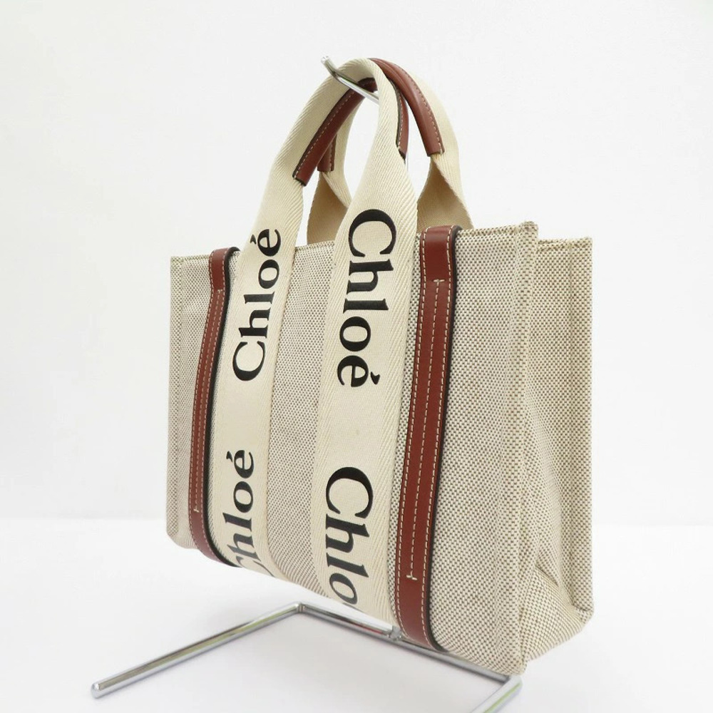 Chloe Woody Tote Bag Beige Cream